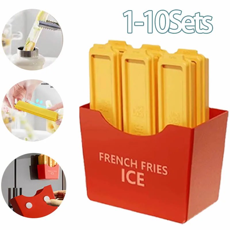Bandeja para cubitos de hielo y patatas fritas, molde Rectangular largo para congelador, sin BPA, de silicona, DIY, herramientas de cocina, 1-10 juegos Bandeja para cubitos de hielo y patatas fritas, molde Rectangular largo para congelador, sin BPA, de silicona, DIY, herramientas de cocina, 1-10 juegos