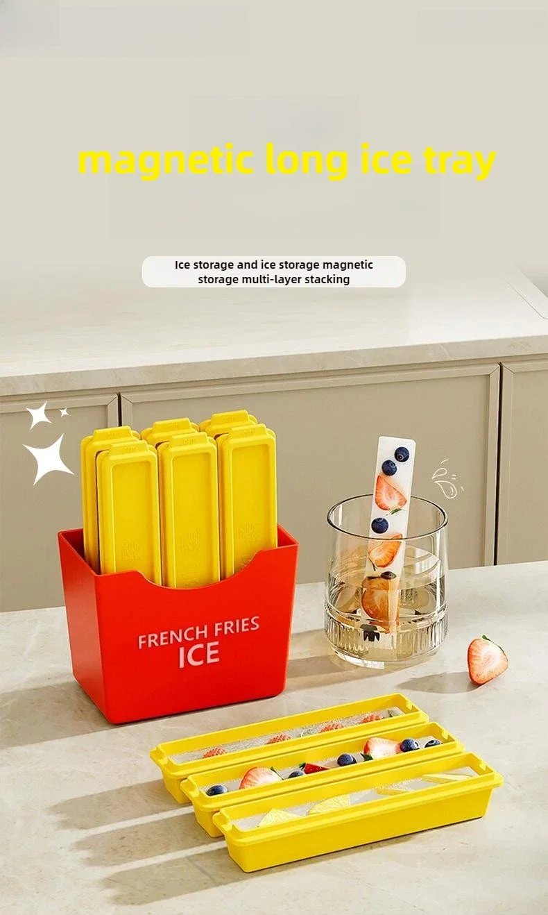 Bandeja para cubitos de hielo y patatas fritas, molde Rectangular largo para congelador, sin BPA, de silicona, DIY, herramientas de cocina, 1-10 juegos Bandeja para cubitos de hielo y patatas fritas, molde Rectangular largo para congelador, sin BPA, de silicona, DIY, herramientas de cocina, 1-10 juegos