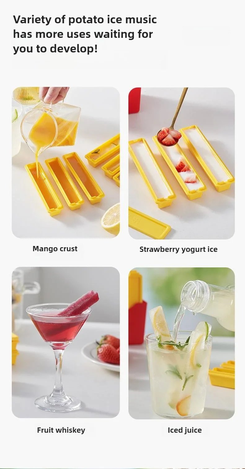 Bandeja para cubitos de hielo y patatas fritas, molde Rectangular largo para congelador, sin BPA, de silicona, DIY, herramientas de cocina, 1-10 juegos Bandeja para cubitos de hielo y patatas fritas, molde Rectangular largo para congelador, sin BPA, de silicona, DIY, herramientas de cocina, 1-10 juegos