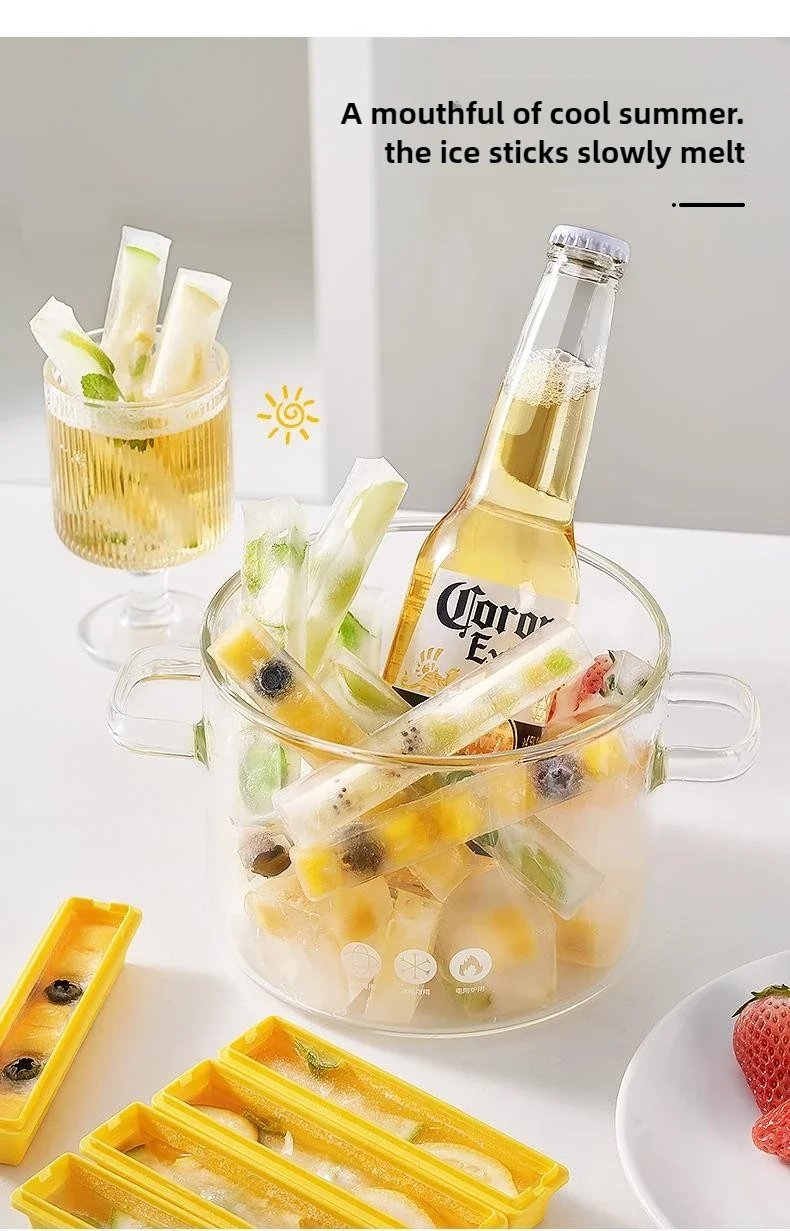 Bandeja para cubitos de hielo y patatas fritas, molde Rectangular largo para congelador, sin BPA, de silicona, DIY, herramientas de cocina, 1-10 juegos Bandeja para cubitos de hielo y patatas fritas, molde Rectangular largo para congelador, sin BPA, de silicona, DIY, herramientas de cocina, 1-10 juegos