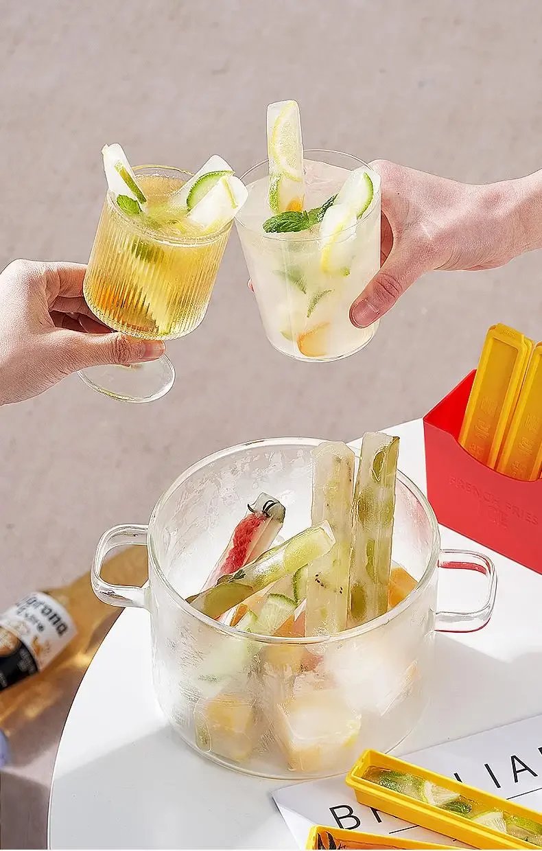 Bandeja para cubitos de hielo y patatas fritas, molde Rectangular largo para congelador, sin BPA, de silicona, DIY, herramientas de cocina, 1-10 juegos Bandeja para cubitos de hielo y patatas fritas, molde Rectangular largo para congelador, sin BPA, de silicona, DIY, herramientas de cocina, 1-10 juegos