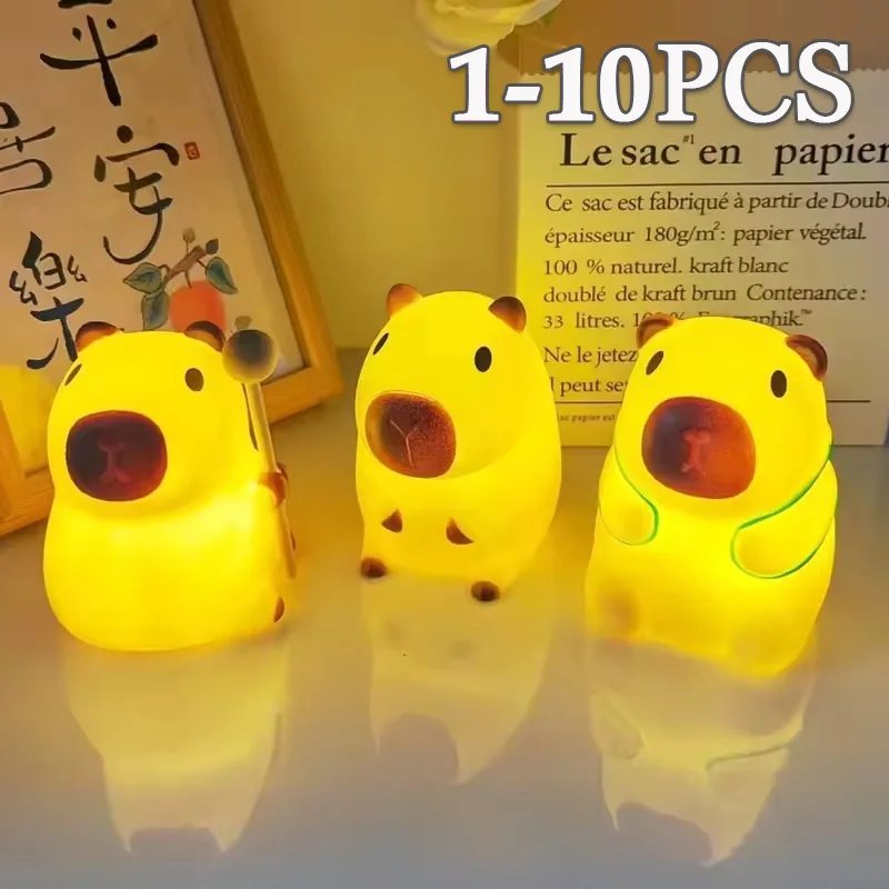 Cute Capybara Silicone Lamp Animal Gift USB Rechargeable Touch Bedside Sleeping Light Decorative Nightlight for Children’s Room Cute Capybara Silicone Lamp Animal Gift USB Rechargeable Touch Bedside Sleeping Light Decorative Nightlight for Children's Room