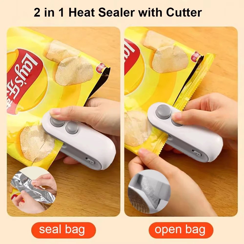 Mini Plastic Bag Sealer Rechargeable 2 in 1 Bag Heat Sealer With Cutter Portable Thermal Sealer Plastic Bags Sealant Machine Mini Plastic Bag Sealer Rechargeable 2 in 1 Bag Heat Sealer With Cutter Portable Thermal Sealer Plastic Bags Sealant Machine