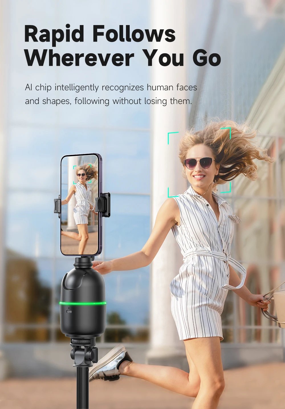 TOKQI-P03 Auto Face Tracking Gimbal AI Smart 360° Rotation Desktop Phone Holder for Smartphone & Action Camera Vlog Stabilizer TOKQI-P03 Auto Face Tracking Gimbal AI Smart 360° Rotation Desktop Phone Holder for Smartphone & Action Camera Vlog Stabilizer