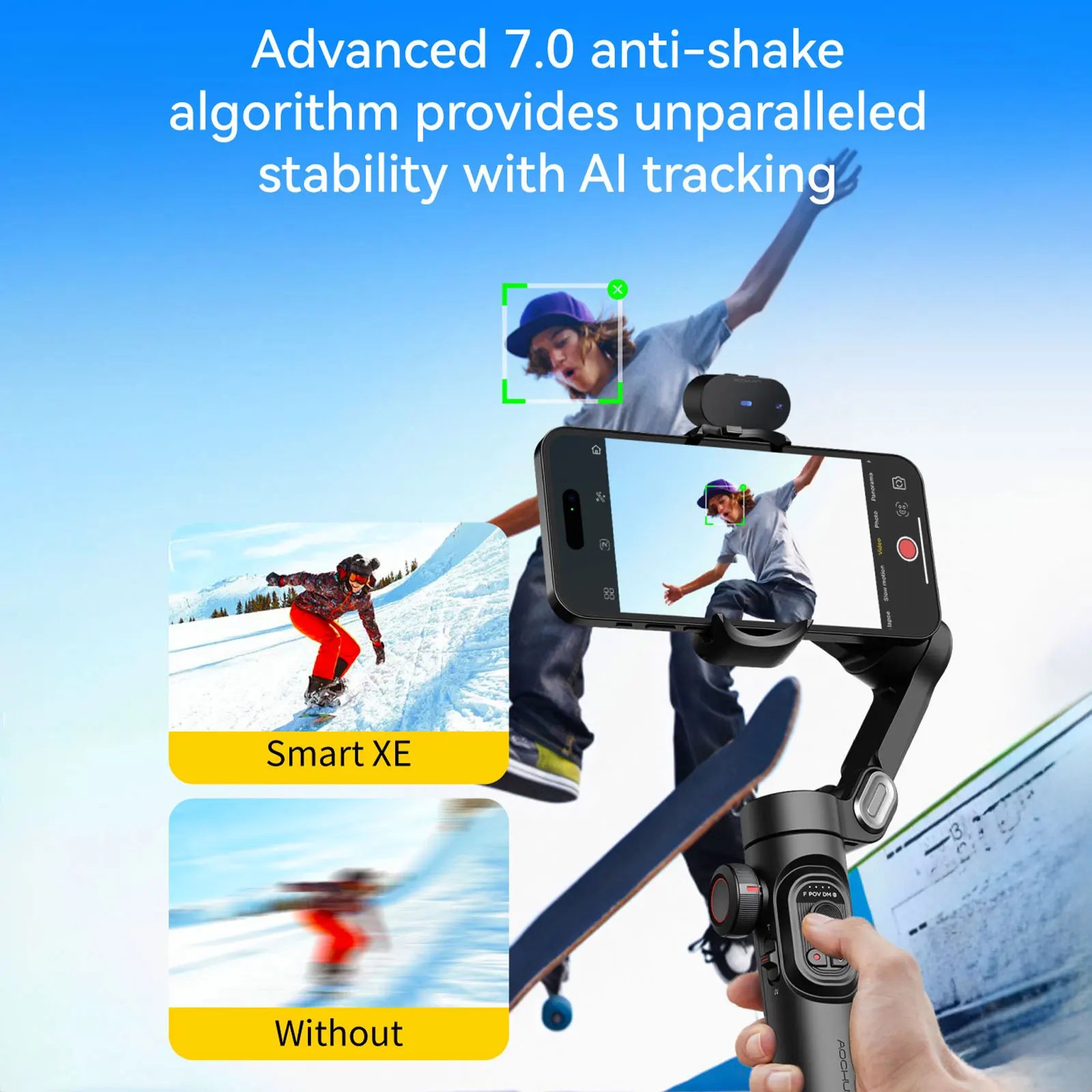 AOCHUAN Smart XE Ai Smartphone estabilizador de cardán de 3 ejes para iPhone y teléfono Android seguimiento facial sin aplicación cardán de mano AOCHUAN Smart XE Ai Smartphone estabilizador de cardán de 3 ejes para iPhone y teléfono Android seguimiento facial sin aplicación cardán de mano